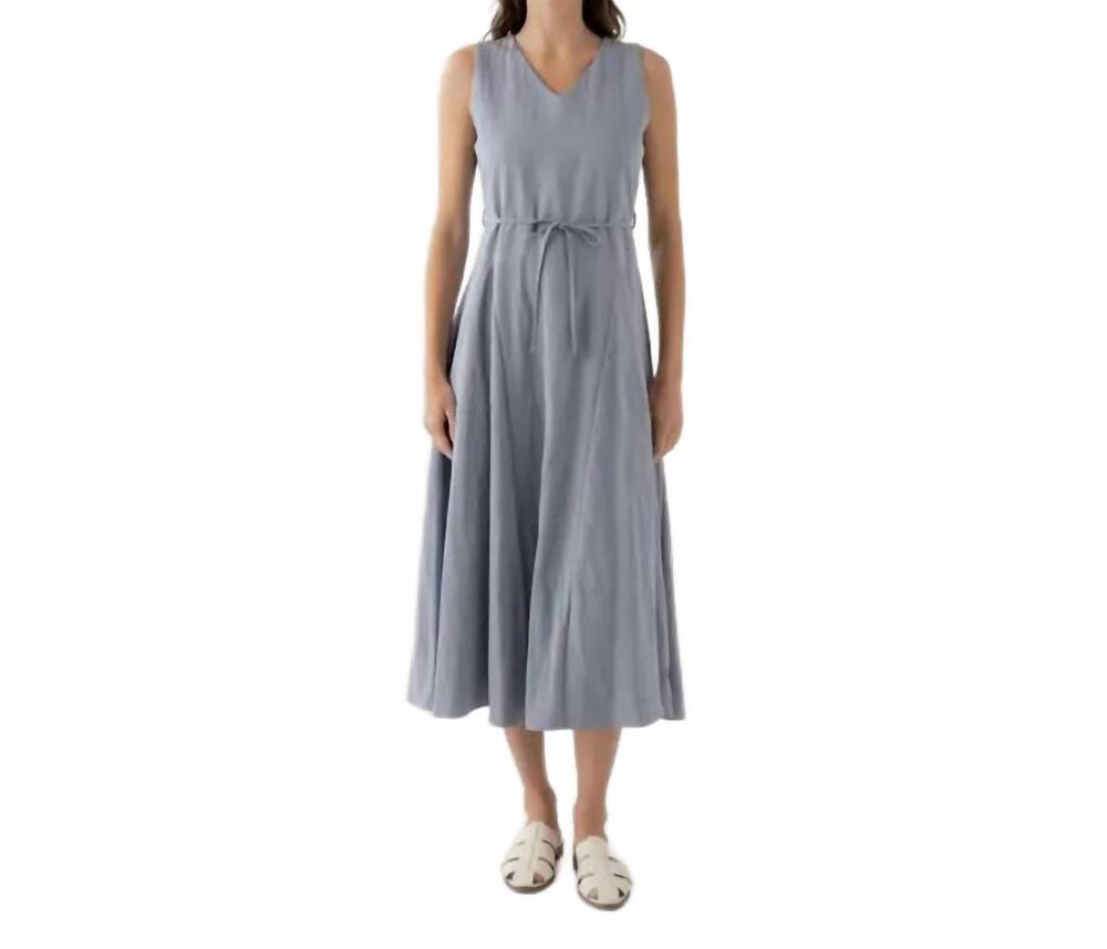 NEW ELLE GREY modular panel midi dress with tie waist in stone